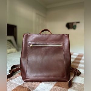 Portland Leather Goods Tote Backpack in Cognac